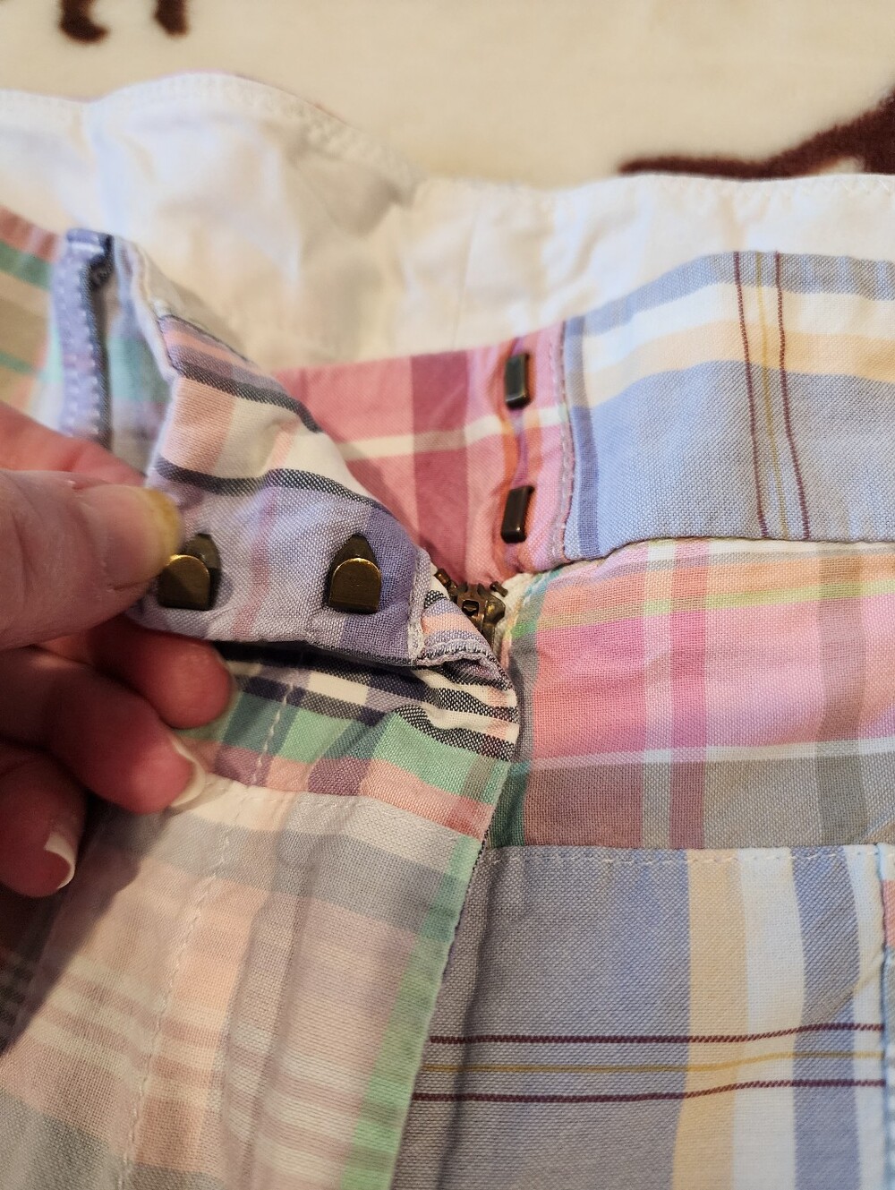 L.L.Bean Pastel Plaid Patchwork Favorite Fit Shorts Size 16. - Picture 7 of 13